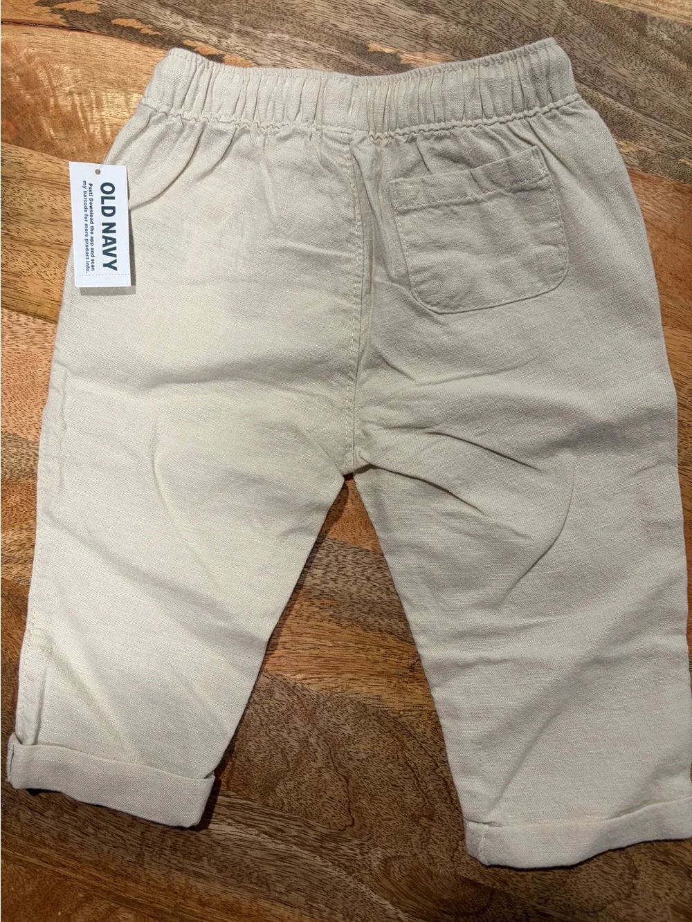 Old Navy Neutral Drawstring Linen Cotton Blend Jogger Pants - Cream